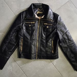 Vintage GUESS Faux Leather Bomber Jacket.
